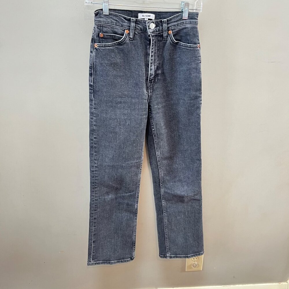 RE/DONE Womens Straight Leg High‎ Rise Faded Black Denim Jeans Size 26